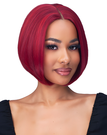 Short Burgundy Straight Bob Wig with Middle Part for African American Women