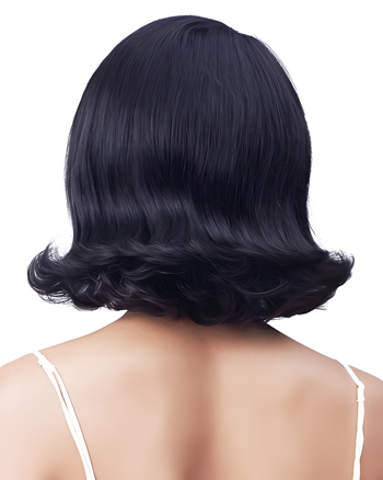 Classic Black Vintage Flip Bob Wig with Side Part – Short Retro Style Synthetic Hair for Women