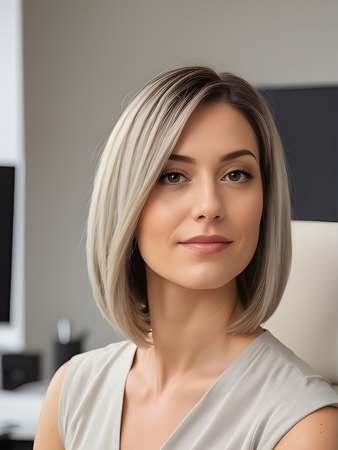 Blonde Balayage Human Hair Lace Front Bob Wig – Short Straight Natural Wig for Women