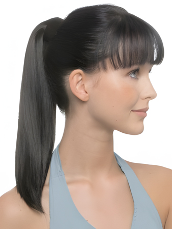 Straight Human Hair Ponytail With Pressure Clip