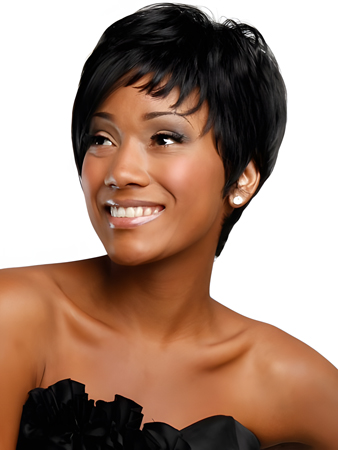Chic Boy-Cut Asymmetrical Synthetic African American Wig