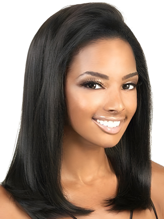 Straight Remy Human Hair Front African American Wig