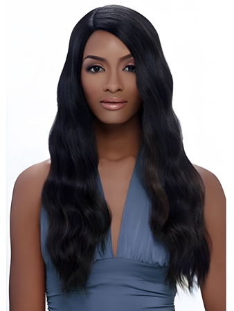 Wavy Long African American Wig Without Bangs