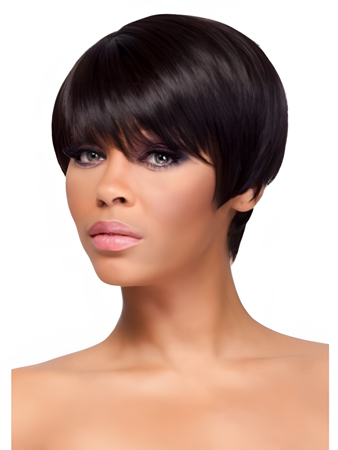 Boycuts Straight Short Human Hair African American Wig