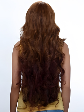 Wavy Long African American Wig Without Bangs