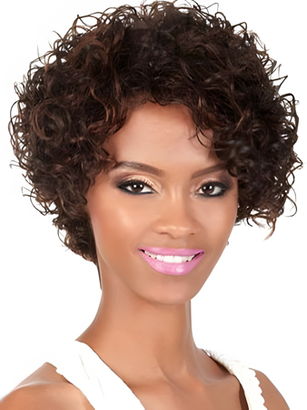 Lace Front Short Curly Human Hair African American Wig