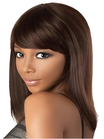 Mid-Length Straight Remy Human Hair African American Wig