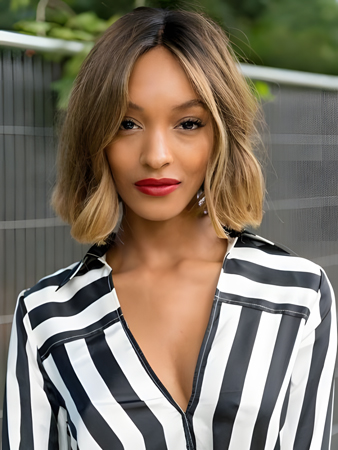 Elegant Lace Front Wavy Remy Human Hair African American Wig