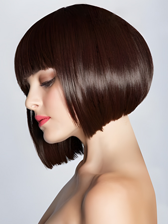 Bob Style Sleek Straight Synthetic Wig With Full Bangs
