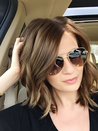 Pleasant Lace Front Wavy Remy Human Hair Bob Wig