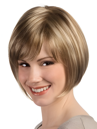 Bob Style Silky Chin Length Light Blonde Wig