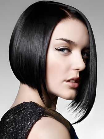 Bob Style Natural Straight Human Hair Longer Side Wig