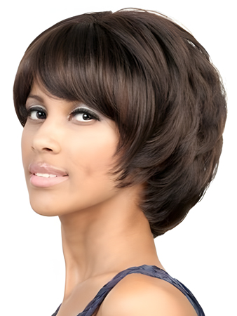 Bob Style Side swept bang Chin length layered Wigs