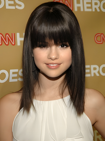 Selena Gomez's Straight Celebrity Wig With Full Bangs