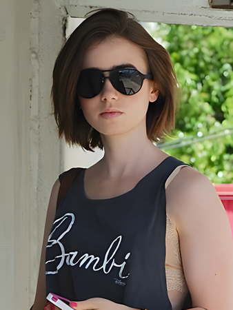 Layered Lily Collins Straight Lace Front Remy Human Hair Wig