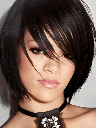 Rihanna's Bob Hairstyle Short Straight Celebrity Wig