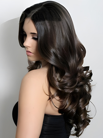 Wonderful Lace Front Human Hair Wavy Wig