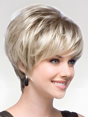 Tapered Synthetic Lace Front Gray Wig