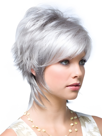 Lace Front Gray Layered Synthetic Wig