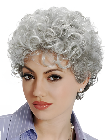 Stylish Sophisticated Curly Gray Wig