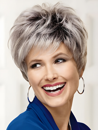 Expertly Layered Crop-style Gray Wig