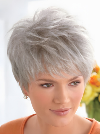 Short Hand-tied Monofilament Top Wavy Gray Wig