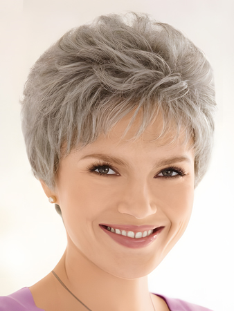Short Capless Gray Wig For Woman