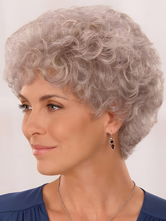Perfect Curly Short Gray Wig