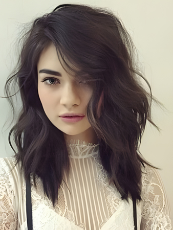 Elaborately Capless Remy Human Hair Wavy Wig