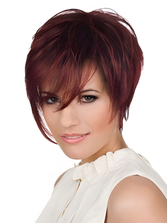 Wonderful Short Straight Layers Cut Lace Front Human Hair Wig