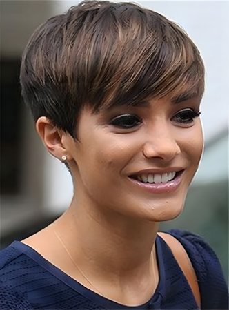 Simple Short Human Hair Straight Capless Wig