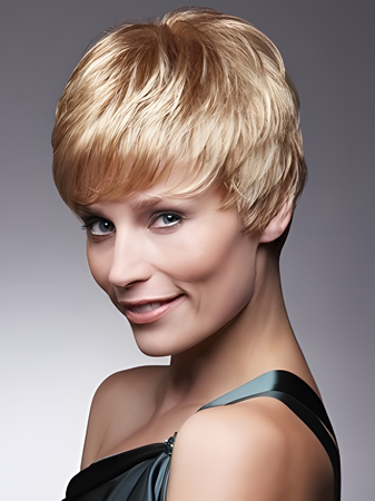 Cute Flattering Cropped Pixie Human Hair Wig