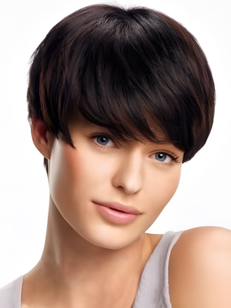 Elegant Gorgeous Human Hair Lace Front Short Straight Wig
