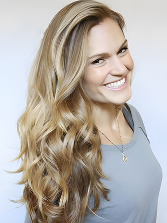 Glamorous Human Hair Wavy Lace Front Wig