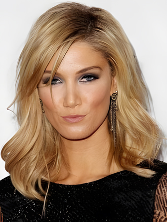 Elegant Lace Front Medium Length Wavy Human Hair Wig