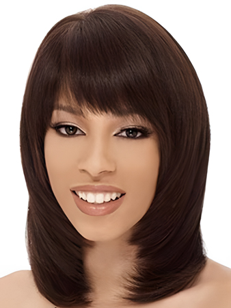 Elaborately Human Hair Straight Capless Wig