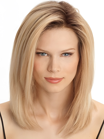 Romantic Medium Lace Front Straight Remy Hair Wig