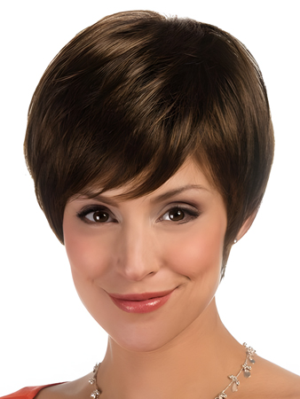 Lace Front Synthetic Cropped Wig For Woman With Asymmetric Fringe