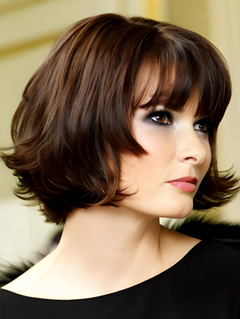 Medium Length Human Hair Wig For Woman With Little Curls