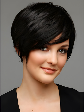 Short Black Human Hair Wig For Woman
