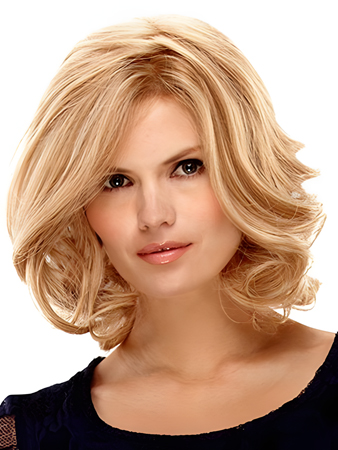 Nice Medium Lace Front with Mono Wavy Wig For Woman