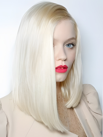 Pleasant Human Hair Straight Lace Front Wig