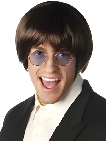 Black Short Straight Synthetic Mens Wig