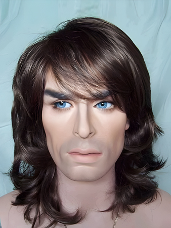 Medium Wavy Synthetic Capless Mens Wig