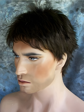 Short Straight Synthetic Capless Mens Wig