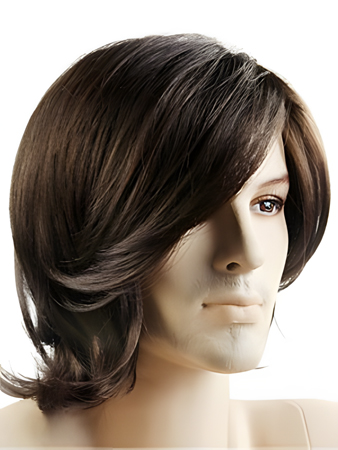 Brown Flexibility Medium Capless Synthetic Mens Wig