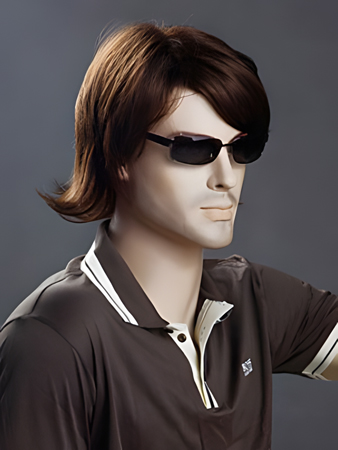 Medium 10 Inch Durable Capless Synthetic Mens Wig