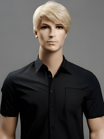 Capless Straight Blonde 6 Inch Medium Mens Wig