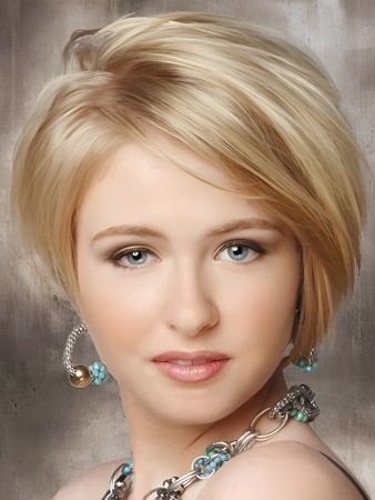 Elegante Short Straight Front Lace Synthetic Wig