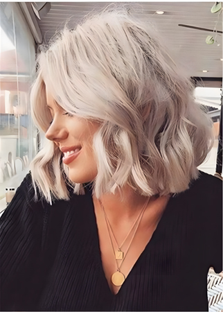 Bob Style Lace Front Synthetic Wavy Wig